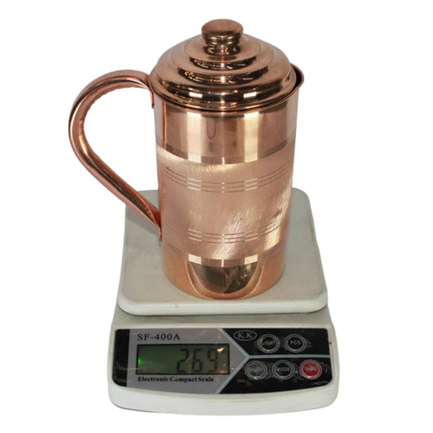 Pure Copper 1 liter Water Jug with 2 Free Copper Glasses