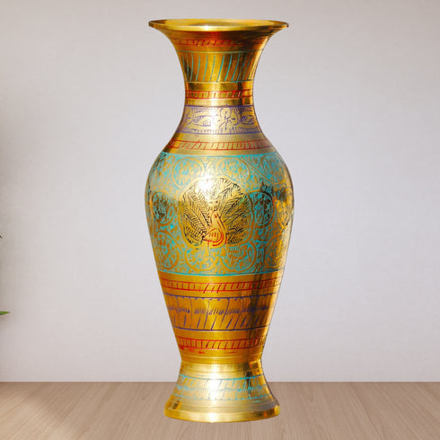 Brass Coloured Flower Vase With Handwork 0.358Kg
