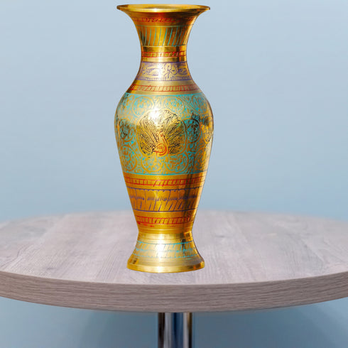 Brass Coloured Flower Vase With Handwork 0.358Kg
