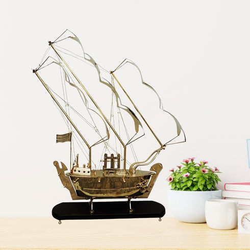 Brass Ship With Wooden Base Big 23.24kg
