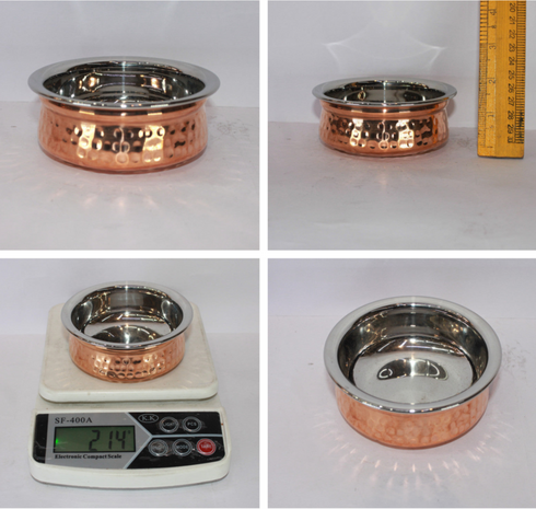 Steel Copper Handi Bowl 428g(Pack of 2)