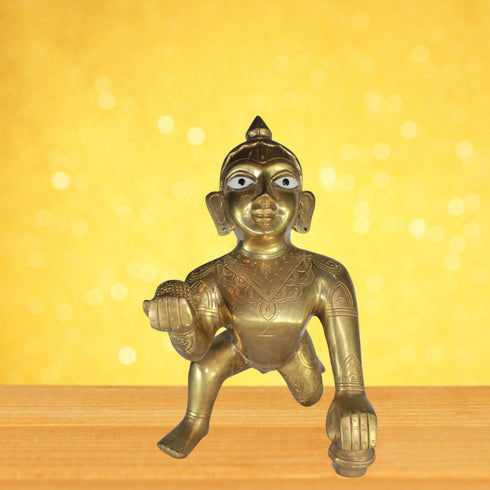Brass Laddu Gopal Statue Murti Idol 5193g