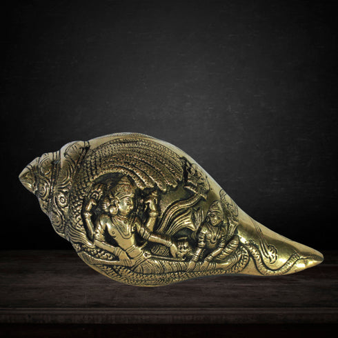 Brass Conch Shell | Pooja Shankh With Lord Vishnu 1634g