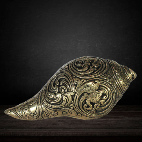 Brass Conch Shell | Pooja Shankh With Lord Vishnu 1634g