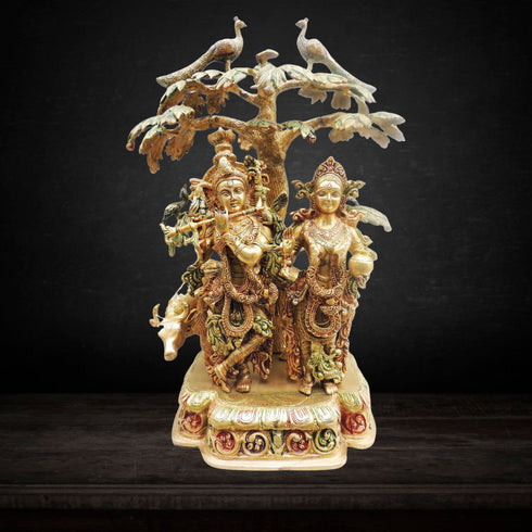 Brass Tree Radha Krishna Colour Statue 25.77Kg