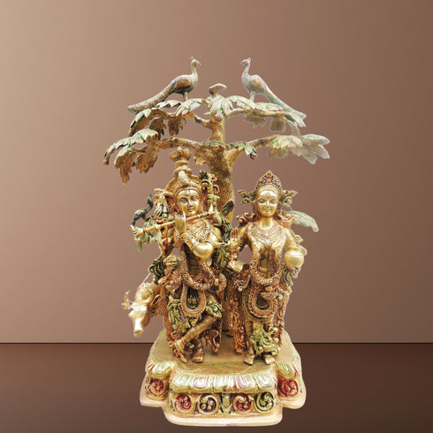 Brass Tree Radha Krishna Colour Statue 25.77Kg