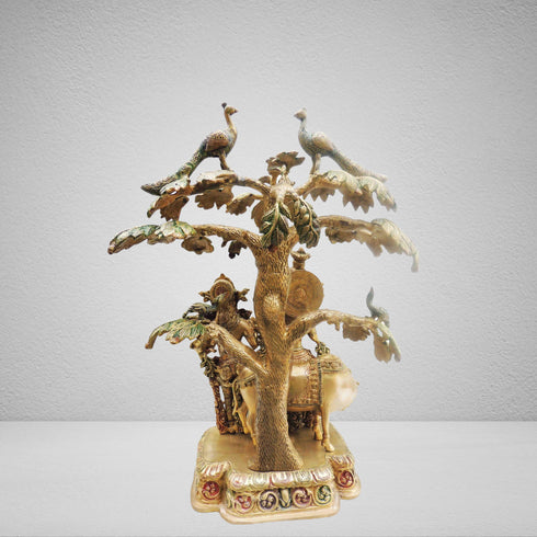 Brass Tree Radha Krishna Colour Statue 25.77Kg