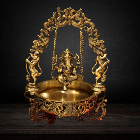 Brass Made Lord Ganesha Urli 12.05kg