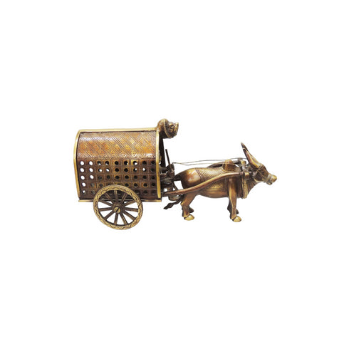 Brass Bull Cart Statue 3.27Kg