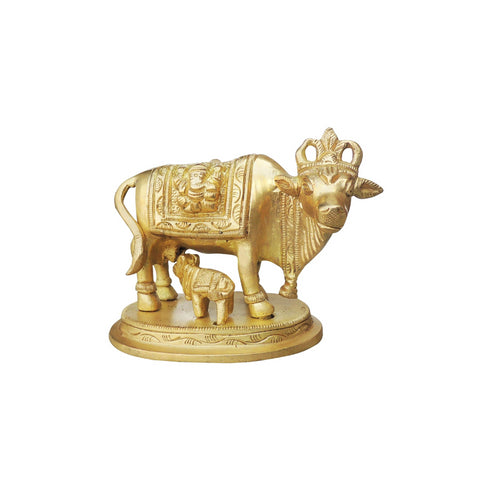 Brass Cow With Calf Statue 0.88Kg
