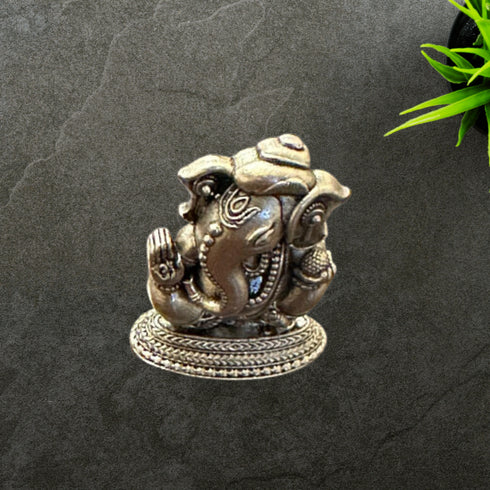 Pure Silver Ganesh Antique Idol 5g 1 Pcs