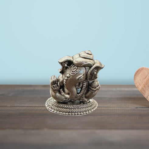 Pure Silver Ganesh Antique Idol 5g 1 Pcs