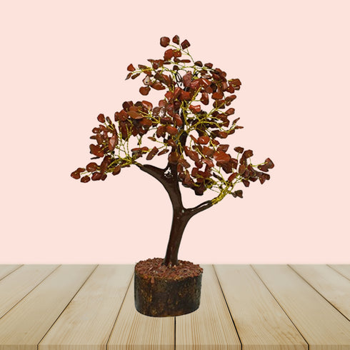 Pushkar Brown Gemstone Tree With Wooden Base