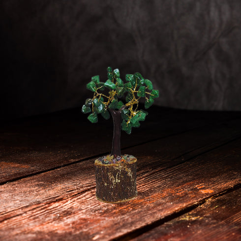 Green Jade Small Crystal M Seal Tree With 48 Beads