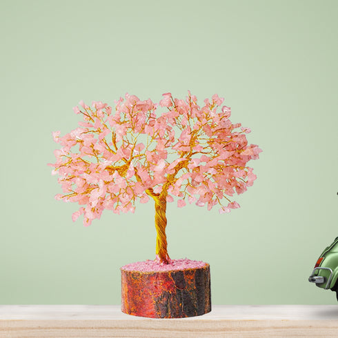 Pushkar Rose Quartz Crystal Gemstones Tree 500 Bead 7-8 Inch