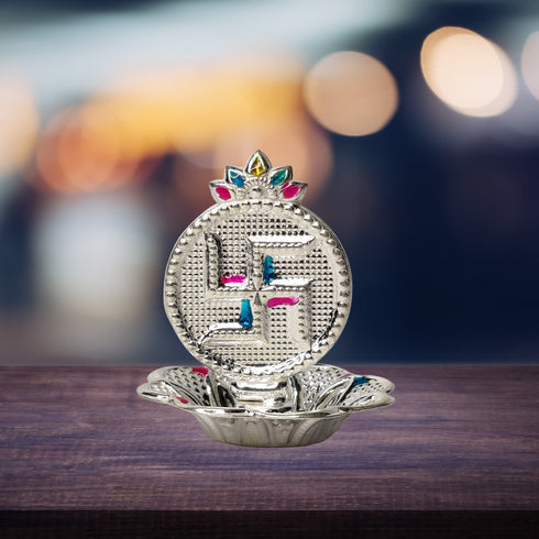 Pure Silver Swastik Agarbatti Stand 13g