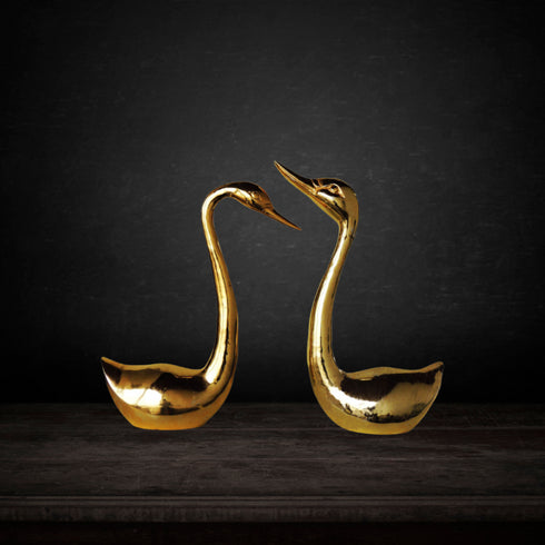 Brass Showpiece Duck Pair Statue 6.668kg