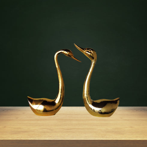 Brass Showpiece Duck Pair Statue 6.668kg