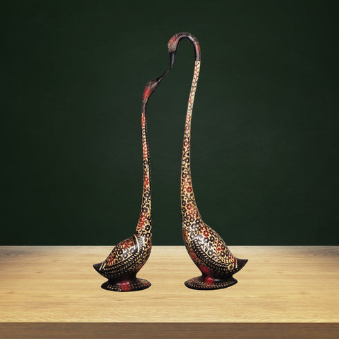 Brass Duck Pair Statue In Red Colour Medium 5.68kg