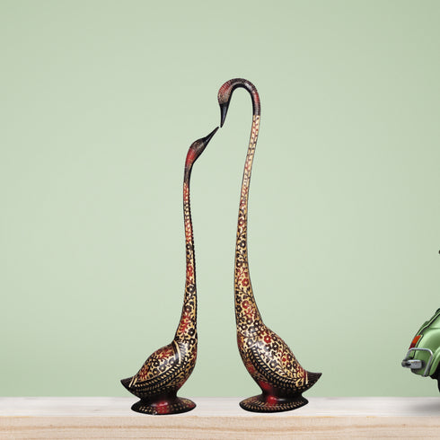 Brass Duck Pair Statue In Red Colour Medium 5.68kg