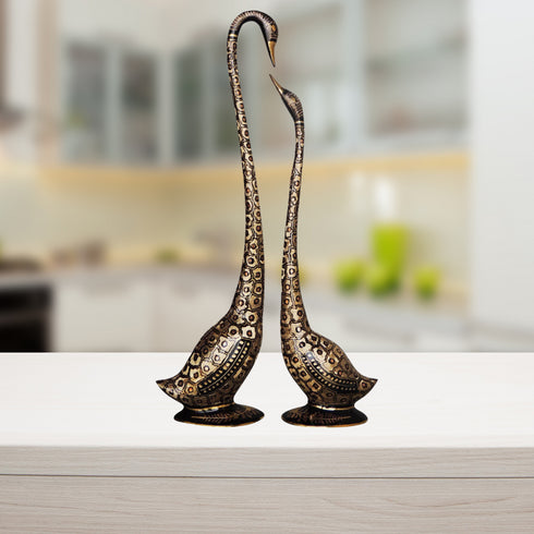 Brass Duck Pair Statue Copper Dotted 4.95kg