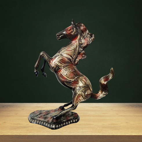 Brass Showpiece Jumping Horse Statue 7.36kg