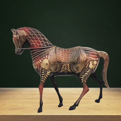 Brass Showpiece Standing Horse Statue 2.58kg