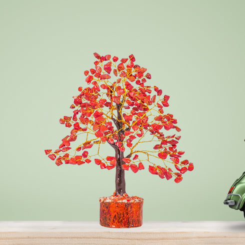 Red Jasper Crystal Tree With Golden Wire