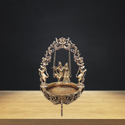 Brass Metal Radha Krishna Urli 12.095kg