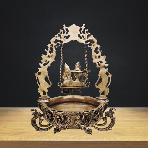 Brass Metal Radha Krishna Urli 12.095kg