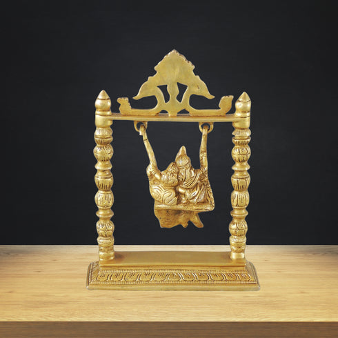 Brass Radha Krishan Jhula God Idol Statue 2.05kg