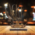 Brass Table Ship With Wooden Base 2.475kg