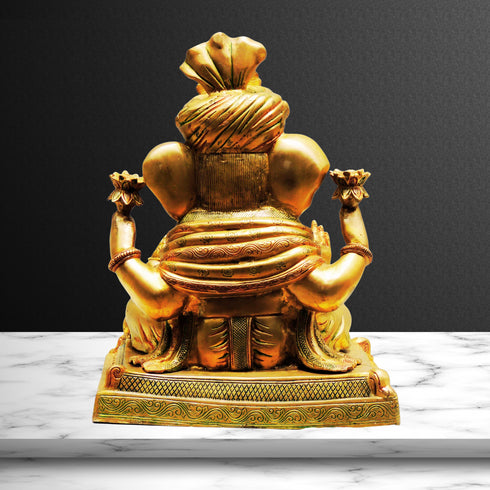 Brass Pagdi Ganesh Statue 21.28Kg