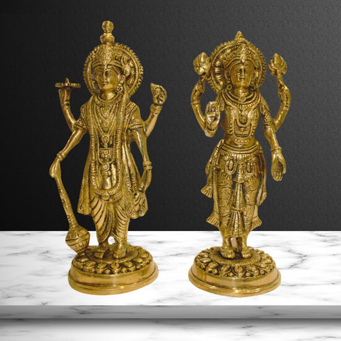 Brass Vishnu Laxmi Idol Statue 4463g