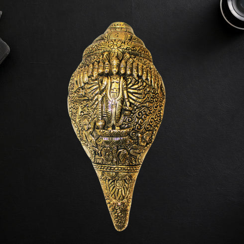 Brass Shankh, Vishwaroopam Conch 2027g