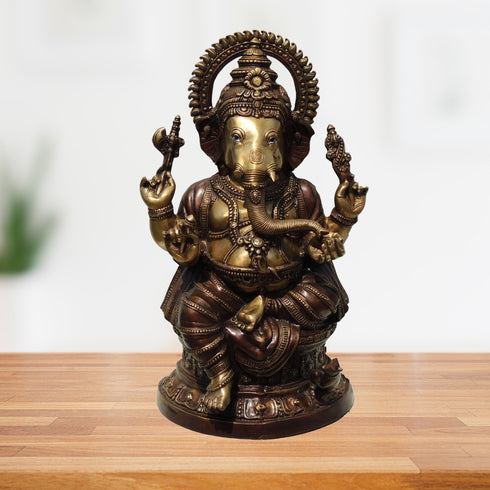 Brass Ganesh Ji Antique Statue 24.9Kg