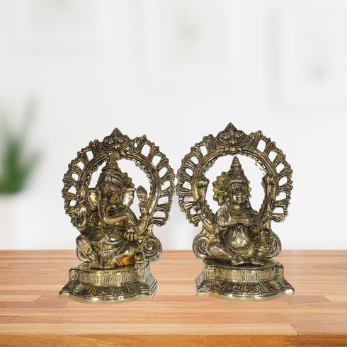 Brass Laxmi Ganesh Idol Statue 6872g