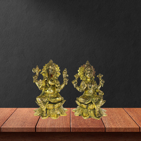 Brass Laxmi Ganesh God Idol Statue 2886g