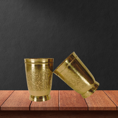 Mughal Design Etching Brass Glass 178g(Pack of 16)