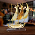 Brass Table Ship With Wooden Base 2.57kg