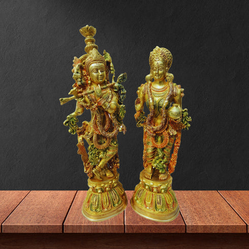 Brass Krishan and Radha Pair God Statue 16.3kg