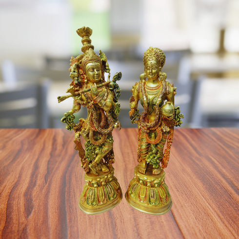 Brass Krishan and Radha Pair God Statue 16.3kg