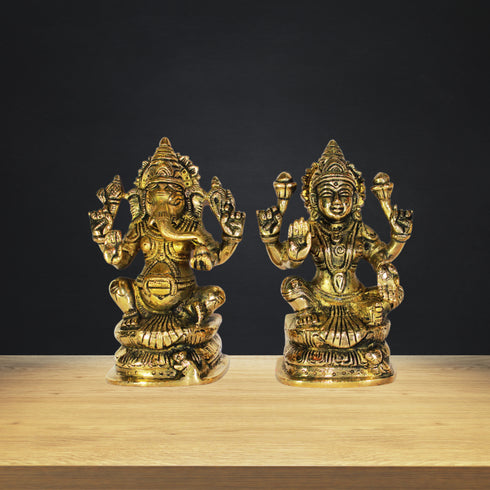 Brass Laxmi Ganesh God Idol Statue 2340g