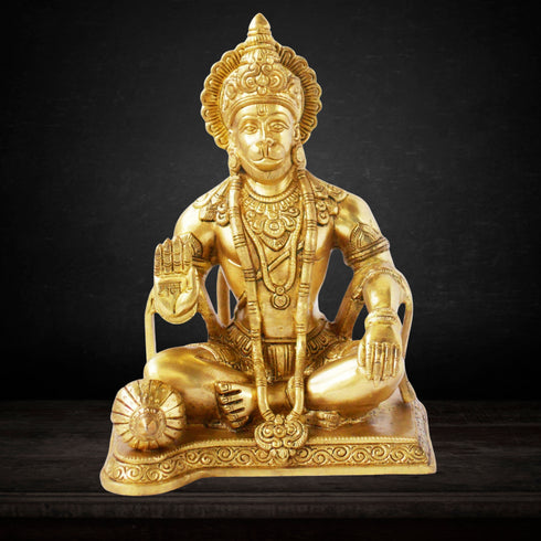 Brass Sitting Hanuman Ji God Idol Statue 3.94kg