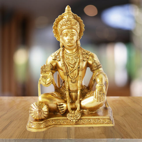 Brass Sitting Hanuman Ji God Idol Statue 3.94kg