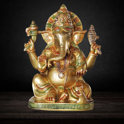 Brass Ganesh Ji God Idol Statue 2.495kg