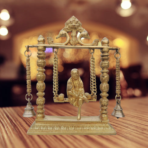 Brass Sai Baba on Jhula Idol Statue 2.34kg
