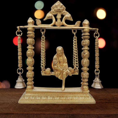 Brass Sai Baba on Jhula Idol Statue 2.34kg
