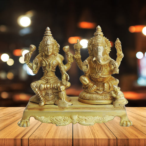 Brass Laxmi Ganesh God Idol Statue 2.16kg