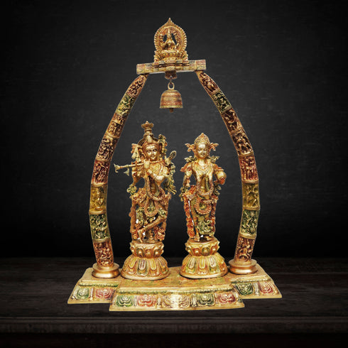 Brass Radha Krishna Darbar Colour Statue 30.25Kg